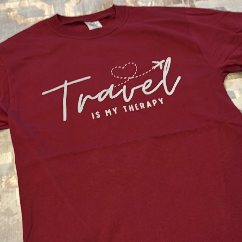 Maroon ‘Travel is My Therapy' T-Shirt